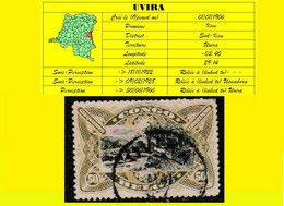 1909 (°) BELGIAN CONGO / CONGO BELGE =  UVIRA CANCELATION STUDY COB053 OLIVE TRAIN MONOLINGUAL [E] - Variedades Y Curiosidades