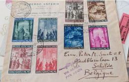 VATICANO 1950 ANNO SANTO SERIE COMPLETA VIAGGIATA POSTA AEREA - Storia Postale