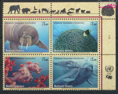 UNO - Genf 588-591 Viererblock (kompl.Ausg.) Postfrisch 2008 Gefährdete Arten: Meerestiere (10054347 - Unused Stamps