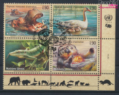 UNO - Genf 385-388 Viererblock (kompl.Ausg.) Gestempelt 2000 Gefährdete Tiere (10073014 - Used Stamps