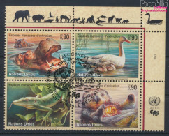 UNO - Genf 385-388 Viererblock (kompl.Ausg.) Gestempelt 2000 Gefährdete Tiere (10073020 - Used Stamps