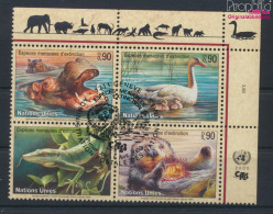 UNO - Genf 385-388 Viererblock (kompl.Ausg.) Gestempelt 2000 Gefährdete Tiere (10073022 - Used Stamps