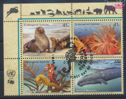 UNO - New York 1079-1082 Viererblock (kompl.Ausg.) Gestempelt 2008 Meerestiere (10076690 - Used Stamps