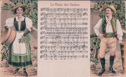 Couple Vaudois En Costumes, Chanson Le Rang Des Vaches, Litho Gaufrée (775) - Other & Unclassified