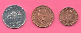 Giamaica Jamaica 1 + 5 + 10 Cents  1990 E 1995 Brass E Aluminum Coin - Jamaica