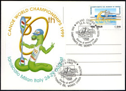 ITALIA MILANO 1999 - CAMPIONATI DEL MONDO CANOA VELOCITA' - FDC - CARTOLINA UFFICIALE - ADESIVO MANIFESTAZIONE - A - Canoe