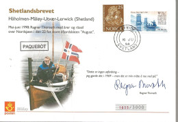 Norge Norway 1998 Shetlands Letter - Håholmen-Måløy-Utvær-Lerwick - Cancelled 16 JU 98  Lerwick Shetland - Briefe U. Dokumente