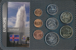 Island Stgl./unzirkuliert Kursmünzen Stgl./unzirkuliert Ab 1981 5 Aurar Bis 100 Kronur (10127525 - Islandia