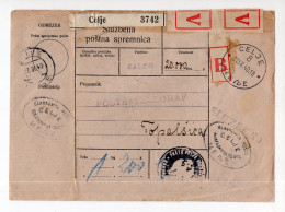 1940. KINGDOM OF YUGOSLAVIA,SLOVENIA,CELJE TO TOPOLSICA,OFFICIAL PARCEL CARD,USED - Dienstzegels