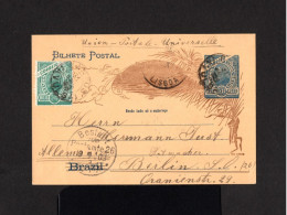 S2848-BRAZIL-OLD POSTCARD SANTOS To BERLIN (germany) 1903.UPU.Carte Postale.TARJETA POSTAL.Bilhete Postal - Covers & Documents