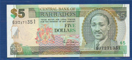 BARBADOS - P.61 –  5 DOLLARS ND 2000 UNC, S/n G37271351 - Barbados (Barbuda)