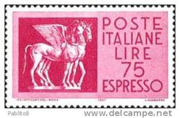 ITALIA REPUBBLICA ITALY REPUBLIC 1958 ESPRESSI ESPRESSO SPECIAL DELIVERY CAVALLI ALATI LIRE 75 MNH - Poste Exprèsse/pneumatique