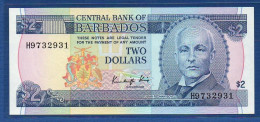 BARBADOS - P.36 –  2 DOLLARS ND 1986 UNC, S/n H9732931 - Barbados (Barbuda)
