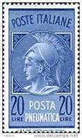 ITALIA REPUBBLICA ITALY REPUBLIC 1958 1966 POSTA PNEUMATICA TESTA DI MINERVA HEAD LIRE 20 MNH - Express-post/pneumatisch