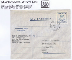 Sweden Military 1981 Fieldpost MILTARBREV To UNIFIL Lebanon SVENSKA FN-KONT Cds - Militari