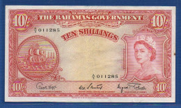 BAHAMAS - P.14d – 10 Shillings L. 1936 (1953) VF+, S/n A/3 011285  "Elizabeth II" Issue - Bahama's