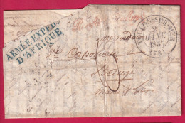 MARQUE ARMEE D'AFFRIQUE ALGERIE TEXTE DE BOUGIE 1835 MARQUE PURIFIEE A TOULON VAR POUR BAUGE LETTRE - Army Postmarks (before 1900)