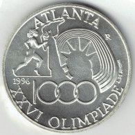 REPUBBLICA  1996   OLIMPIADI DI ATLANTA  Lire 1000 AG - Herdenking