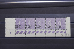 FRANCE - N° 223 En Bande De 5 Ex Avec Surcharge Déplacée Et Coin Daté  * - A 149 - Unused Stamps