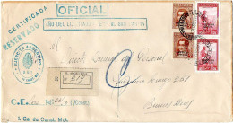 ARGENTINA 1950 - Official Registered Cover From Cordoba To Buenos Aires - Covers & Documents