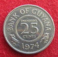 Guyana 25 Cents 1974 KM# 34 Lt 25 *VT Guiana - Guyana