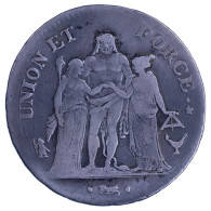 Consulat-Union Et Force 5 Francs An 8 (1800) Bordeaux - 1795-1799 Direktorium