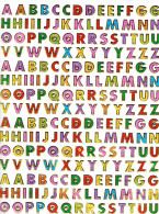 Buchstaben ABC Ziffern Aufkleber Metallic Look / Letters Sticker 13x10 Cm ST061 - Scrapbooking
