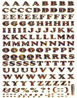 Buchstaben ABC Ziffern Aufkleber Metallic Look / Letters Sticker 13x10 Cm ST073 - Scrapbooking