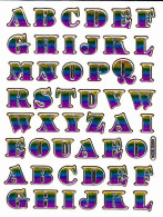 Buchstaben ABC Ziffern Aufkleber Metallic Look / Letters Sticker 13x10 Cm ST124 - Scrapbooking