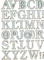 Buchstaben ABC Ziffern Aufkleber Metallic Look / Letters Sticker 13x10 Cm ST142 - Scrapbooking