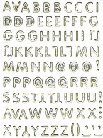 Buchstaben ABC Ziffern Aufkleber Metallic Look / Letters Sticker 13x10 Cm ST167 - Scrapbooking