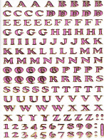 Buchstaben ABC Ziffern Aufkleber Metallic Look / Letters Sticker 13x10 Cm ST322 - Scrapbooking