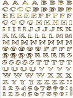 Buchstaben ABC Ziffern Aufkleber Metallic Look / Letters Sticker 13x10 Cm ST324 - Scrapbooking