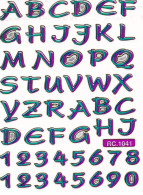 Buchstaben ABC Ziffern Aufkleber Metallic Look / Letters Sticker 13x10 Cm ST444 - Scrapbooking