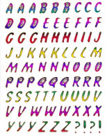 Buchstaben ABC Ziffern Aufkleber Metallic Look / Letters Sticker 13x10 Cm ST458 - Scrapbooking