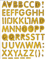 Buchstaben ABC Ziffern Aufkleber Metallic Look / Letters Sticker 13x10 Cm ST521 - Scrapbooking