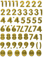 Nummern Zahlen 123 Ziffern Aufkleber Metallic Look / Numbers Sticker 13x10 Cm ST170 - Scrapbooking