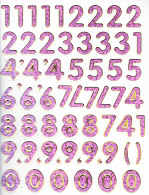 Nummern Zahlen 123 Ziffern Aufkleber Metallic Look / Numbers Sticker 13x10 Cm ST228 - Scrapbooking