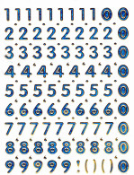Nummern Zahlen 123 Ziffern Aufkleber Metallic Look / Numbers Sticker 13x10 Cm ST244 - Scrapbooking