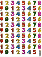 Nummern Zahlen 123 Ziffern Aufkleber Metallic Look / Numbers Sticker 13x10 Cm ST424 - Scrapbooking