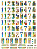 Nummern Zahlen 123 Ziffern Aufkleber Metallic Look / Numbers Sticker 13x10 Cm ST532 - Scrapbooking