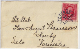 SUÈDE / SWEDEN - 1909 (Dec 30) - Facit 54 10ö Red On Small Cover From VESTERÅS To STOCKHOLM - Lettres & Documents