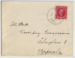 SUÈDE / SWEDEN - 1909 (Nov 25) 10ö Red Facit 54 On Cover From SALA To UPPSALA - Covers & Documents