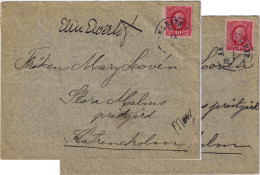 SUÈDE / SWEDEN - 1904 10ö Red Facit 54 On 2 Covers -  ANGBATS PXP. N°2 Type 1 Steamship Date Stamps To Stockholm - Cartas & Documentos