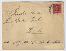 SUÈDE / SWEDEN - 1894 (Jan 11) 10ö Red Facit 54 On Cover From Stockholm To Lund - Cartas & Documentos