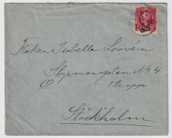 SUÈDE / SWEDEN - 1909 (Apr 26) 10ö Red Facit 54 Used On Cover From LUND To Stockholm - Cartas & Documentos