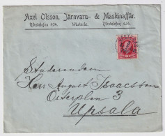 SUÈDE / SWEDEN - 1909 (Feb 3) 10ö Red Facit 54 On Cover From VESTERÅS To UPSALA - Lettres & Documents