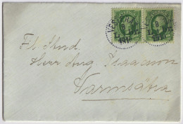 SUÈDE / SWEDEN - 1910 (Jan 8) 2x 5ö Green Facit 52 Used "VESTERÅS" On Cover To Varmsätra - Cartas & Documentos