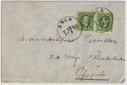 SUÈDE / SWEDEN - 1908 (Sep 28) 2x 5ö Green Facit 52 Used "SALA" On Cover To Upsala - Brieven En Documenten