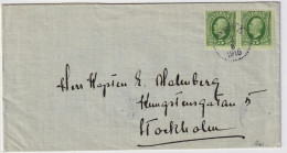 SUÈDE / SWEDEN - 1915 (Jun 2) 2x 5ö Green Facit 52 Used ORSA Ro STOCKHOLM - Cartas & Documentos